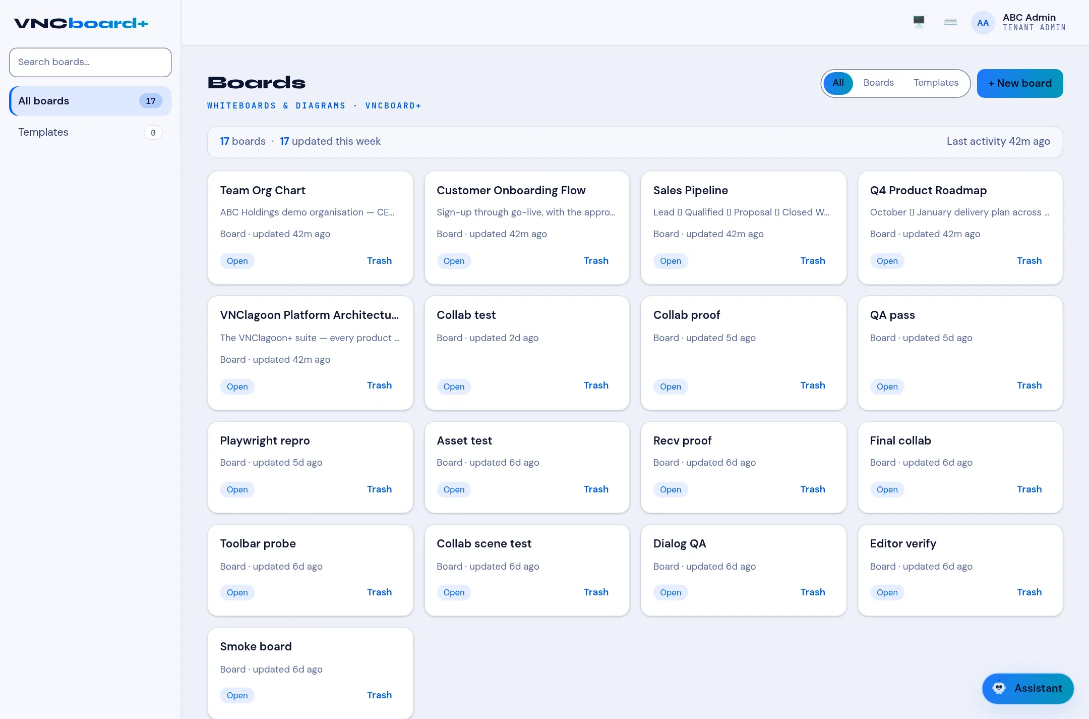 The VNCboard+ home page