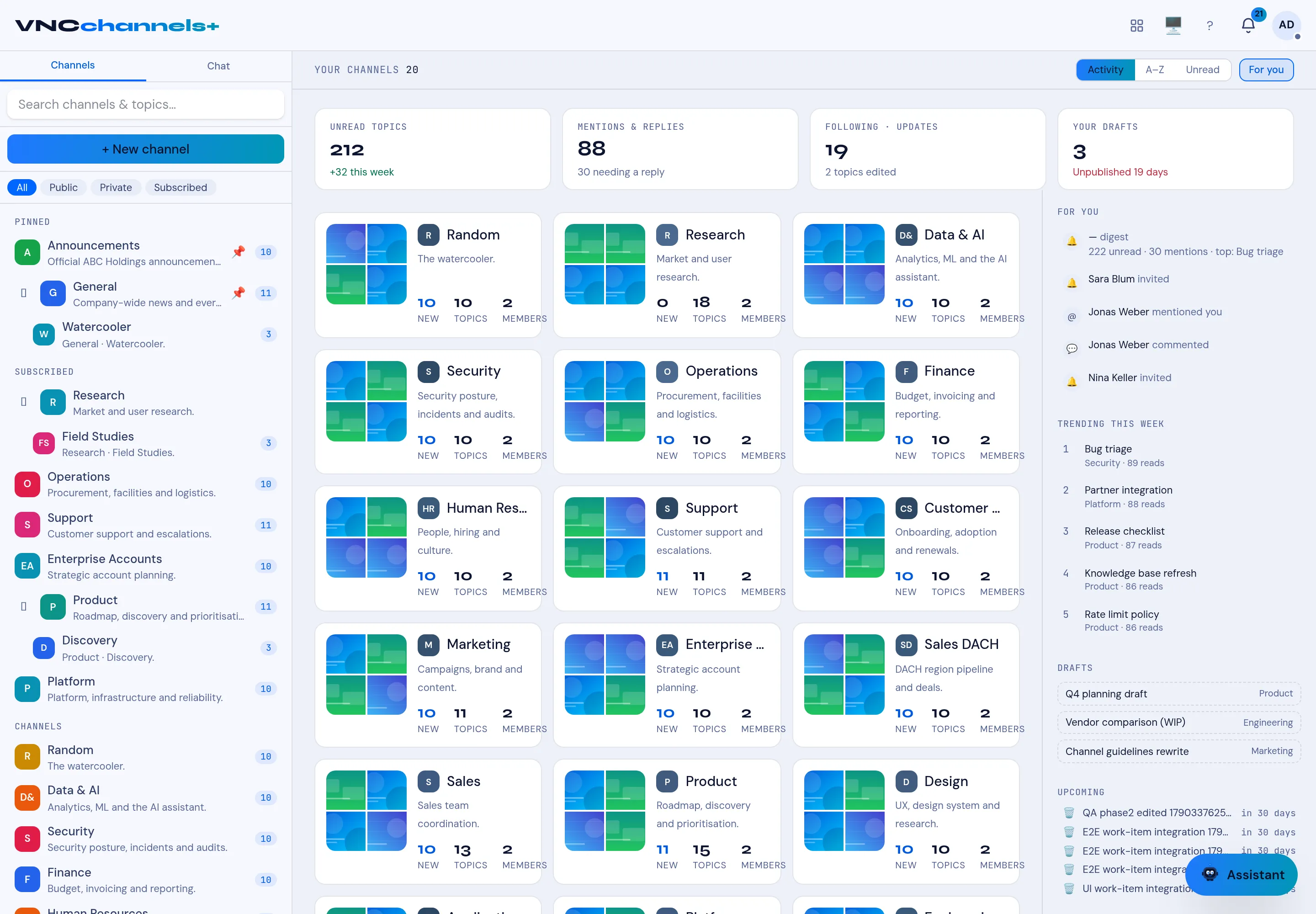 The home page with YOUR DRAFTS in the KPI band and the DRAFTS list on the right